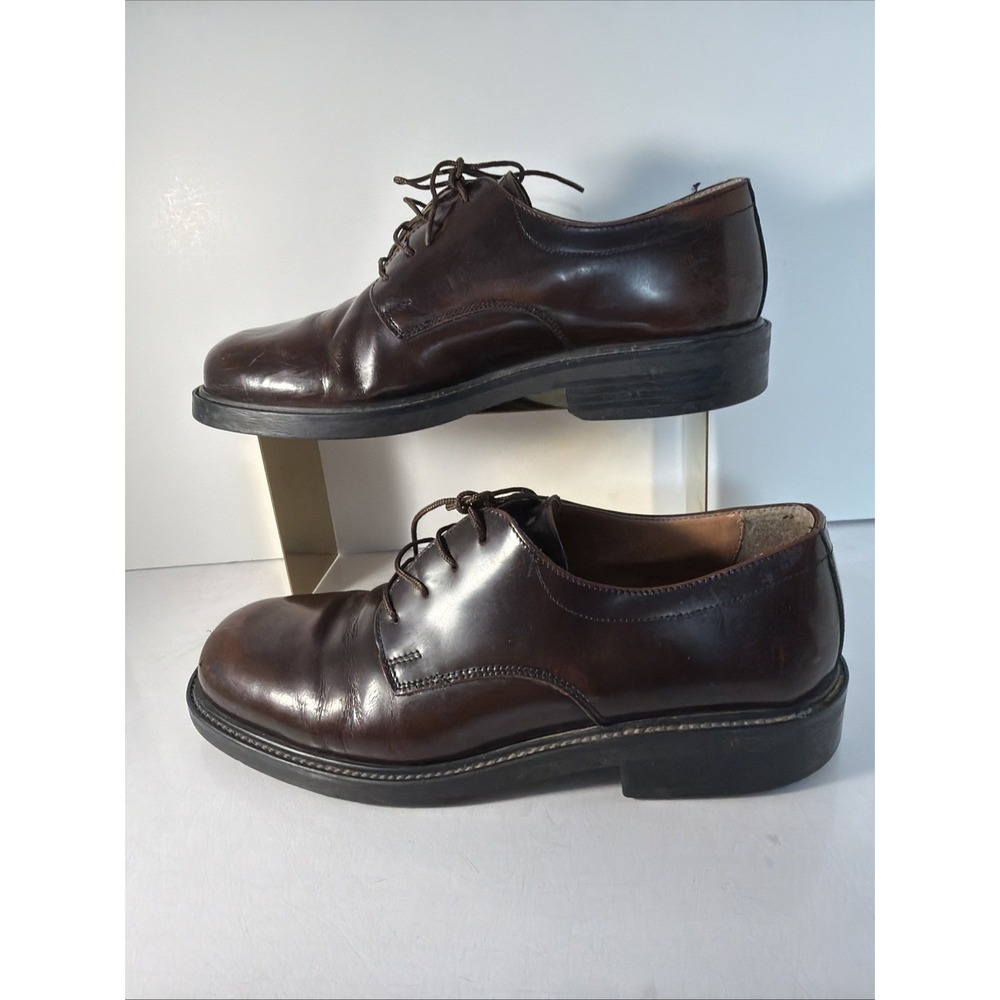 Vintage Y2K Bass Leather Dress Shoes Mens 10M Brown Lace Up Chunky Academia